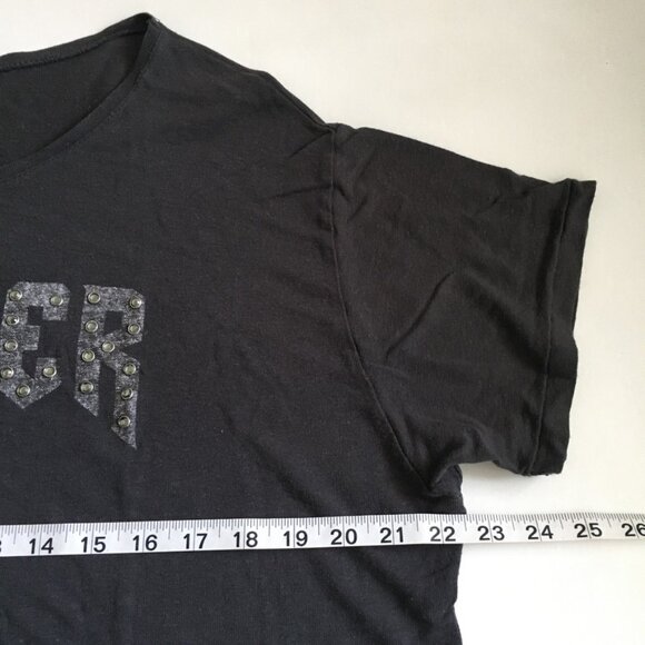 Zara Studded Cropped T Shirt Womens L Round Neck ROCKER Studded Embellishment - Picture 10 of 14